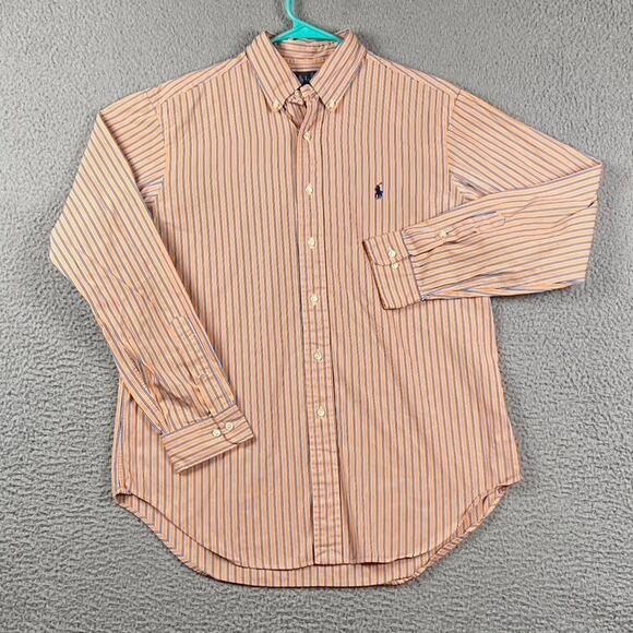 Ralph Lauren Men's 16 34/35 Large Classic Fit Shirt Orange Stripe Button Down - Picture 2 of 8